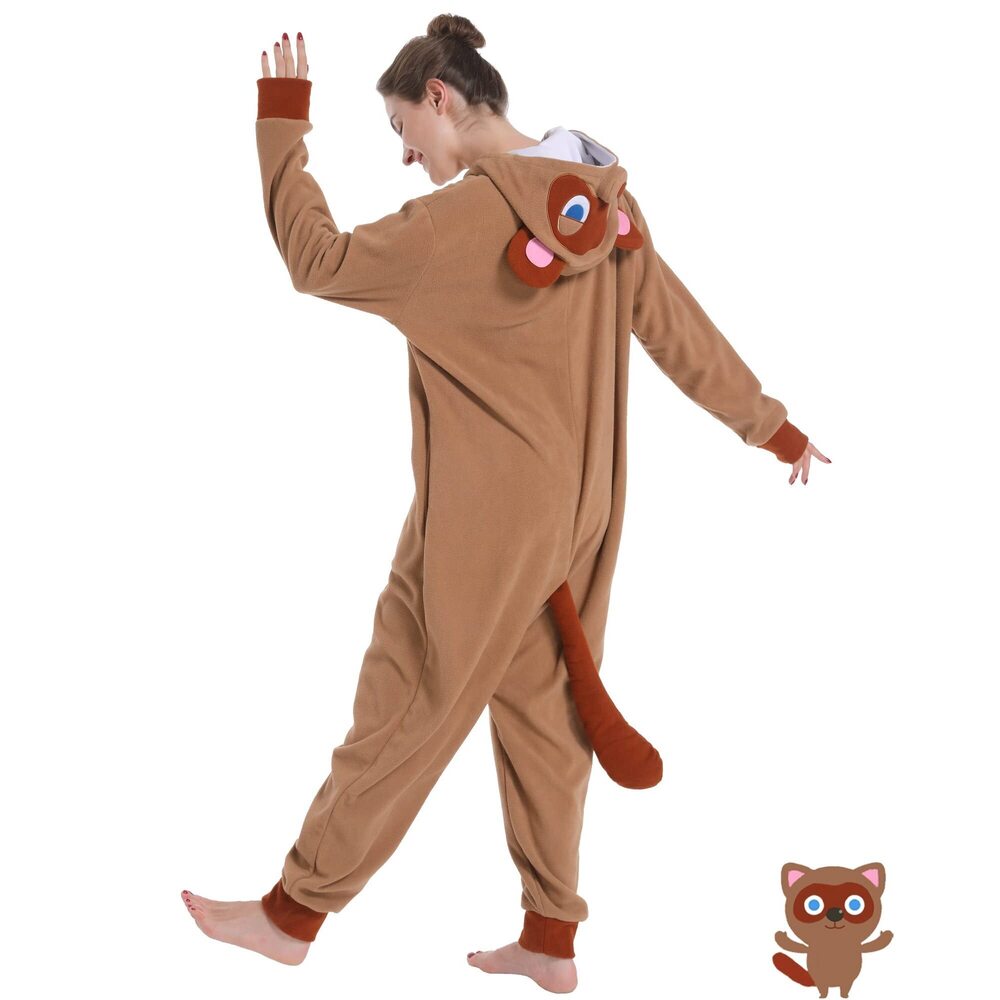 6019 Adult Raccoon Costume Animal Onesie, Dressing-Up Party Halloween View 6